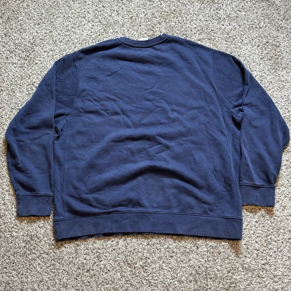 Nike Swoosh Crewneck Spell Out Embroidered Sweatshirt Blue Men's Size XL Soft